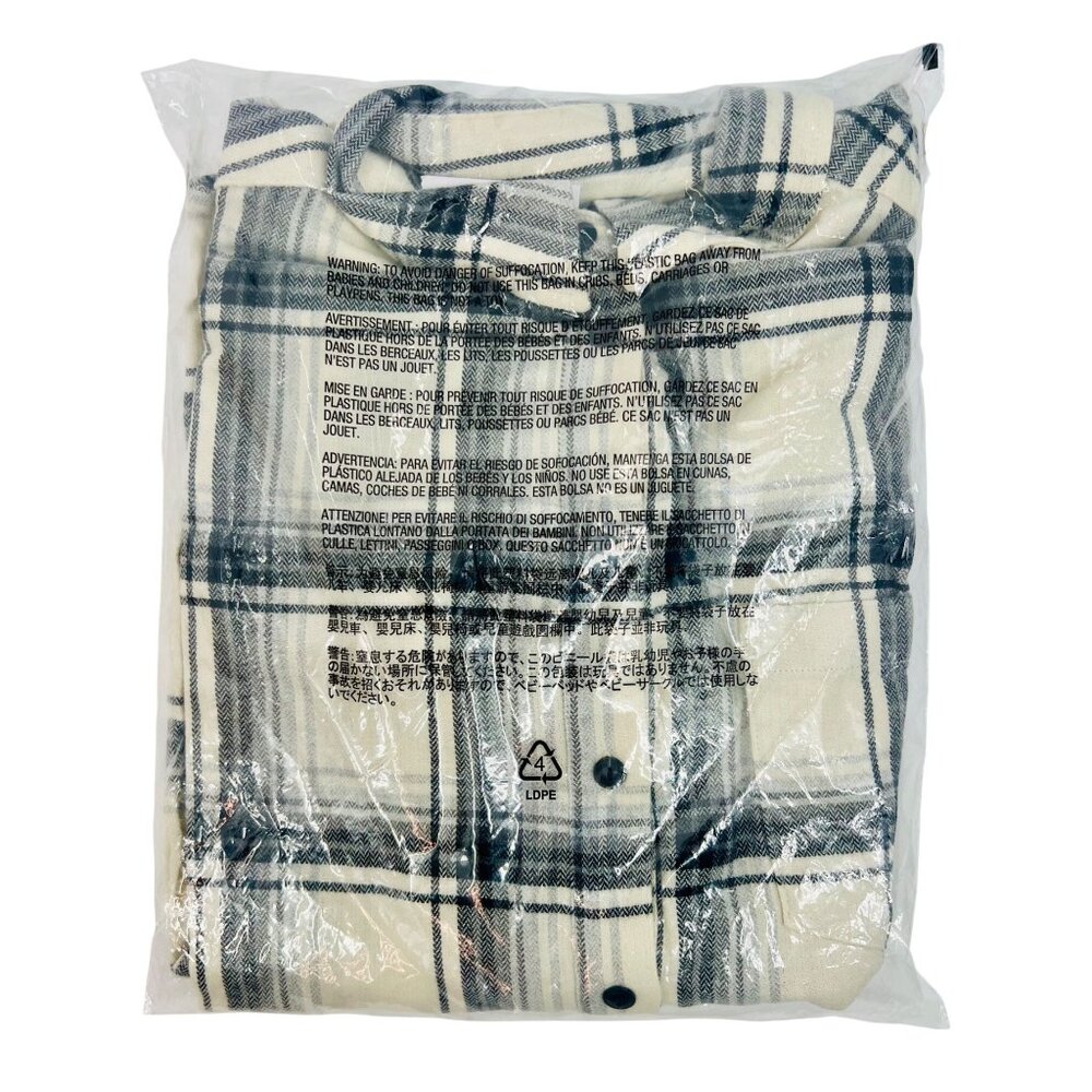 NWT GAP Black & White Plaid Button Front Patch Pockets Relaxed Flannel Shirt - Picture 7 of 8